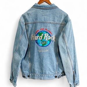 Vintage Hard Rock Cafe Embroidered
"Save the Planet" Denim Trucker Jacket
